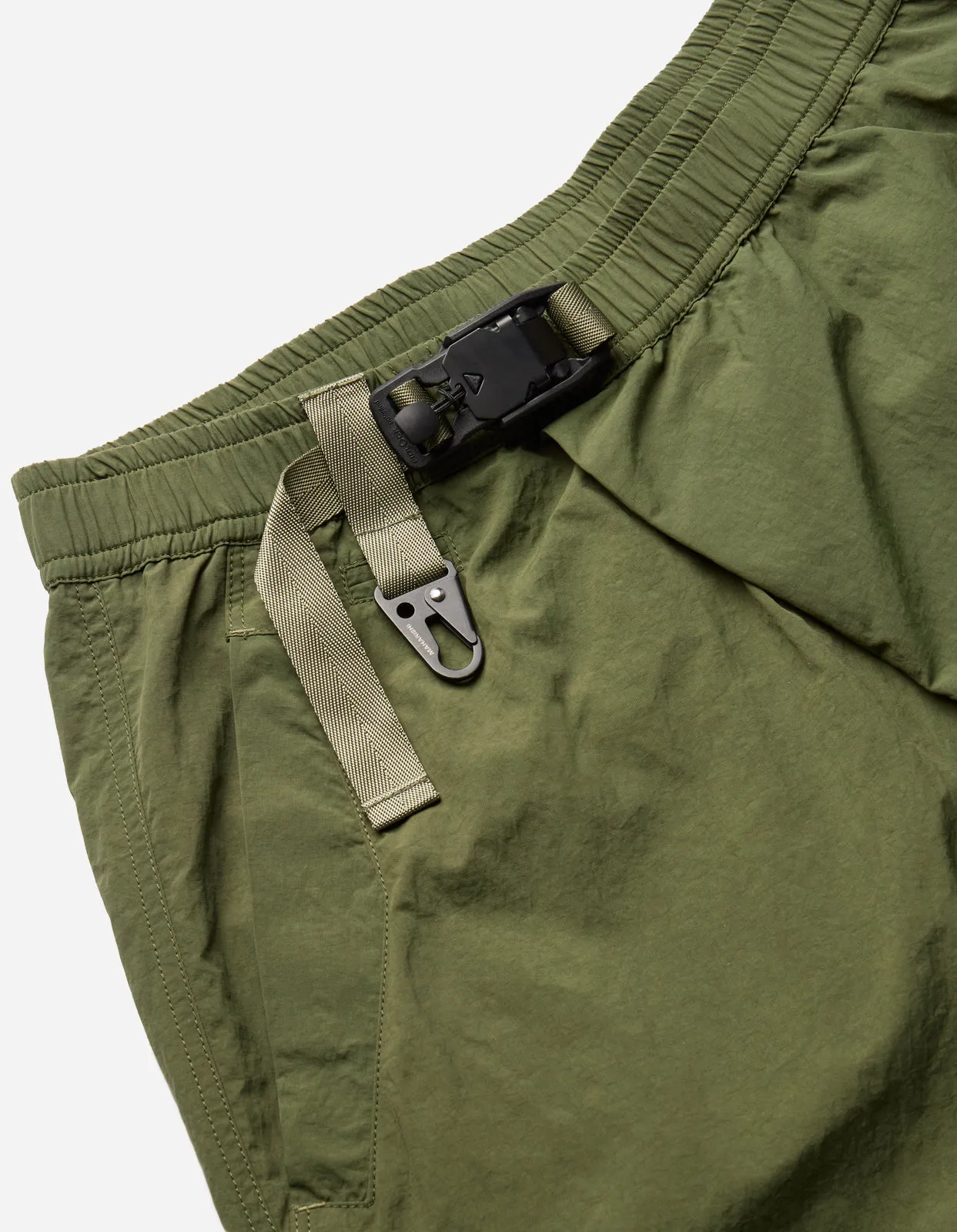 5041 Veg Dyed Asym Cargo Track Shorts Olive