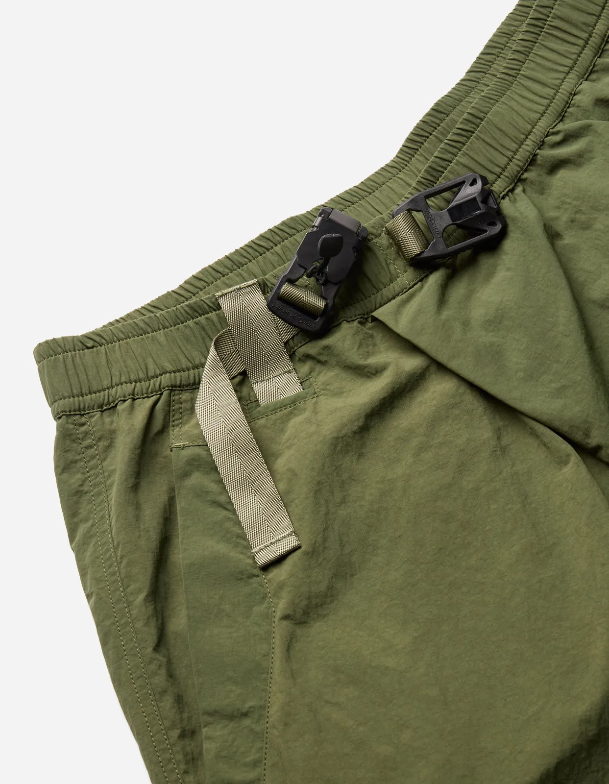 5041 Veg Dyed Asym Cargo Track Shorts Olive