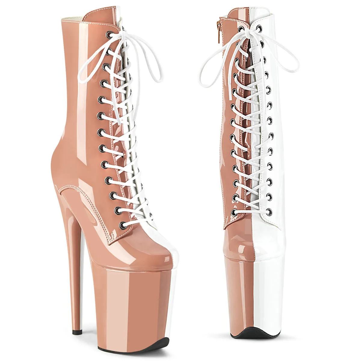 8 Inch Heel FLAMINGO-1040TT Blush White Patent