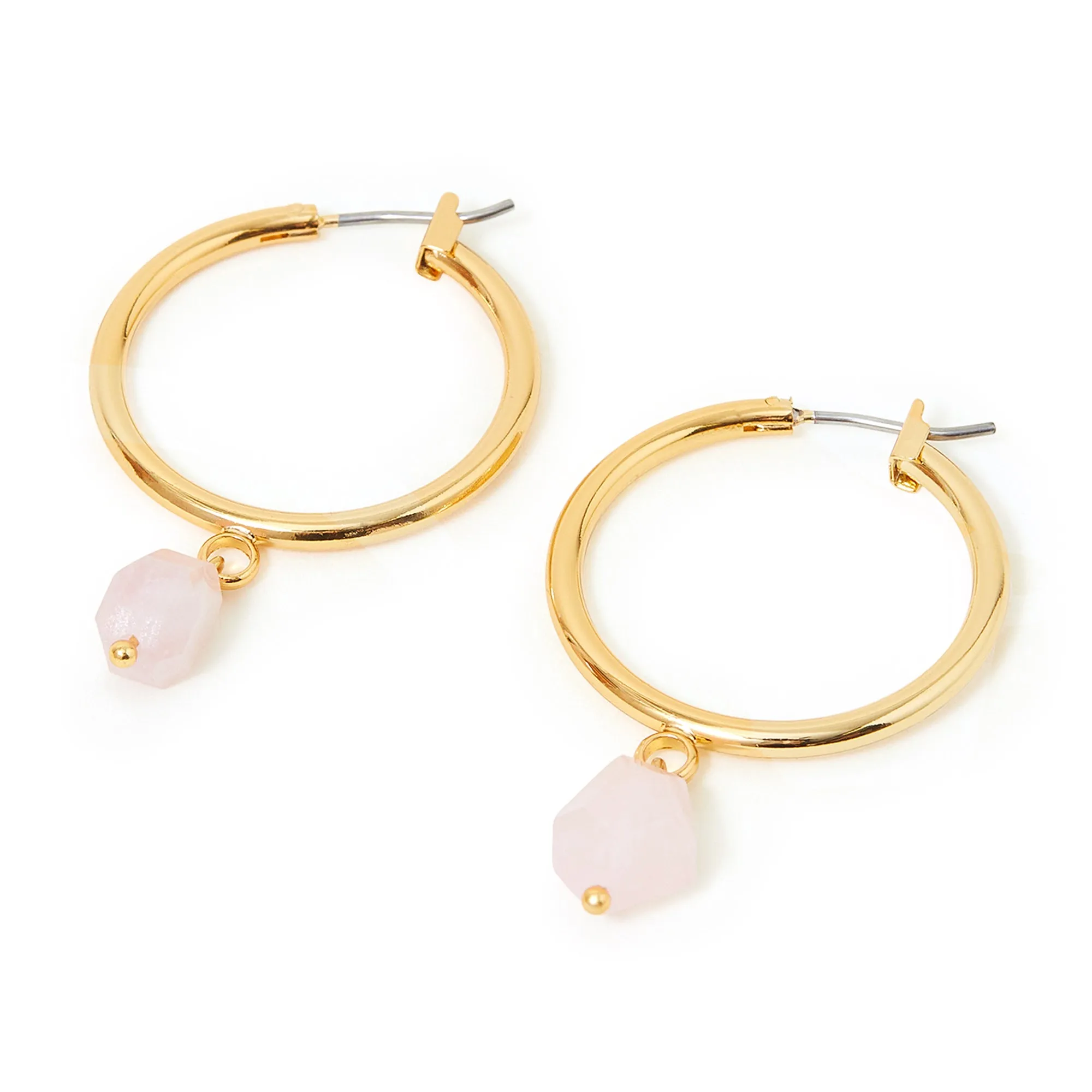 Accessorize London Women's Z Healing Stone Large Hoops Rose Quartz