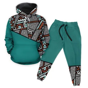 African Geometric Pattern All-over Hoodie And Joggers Set