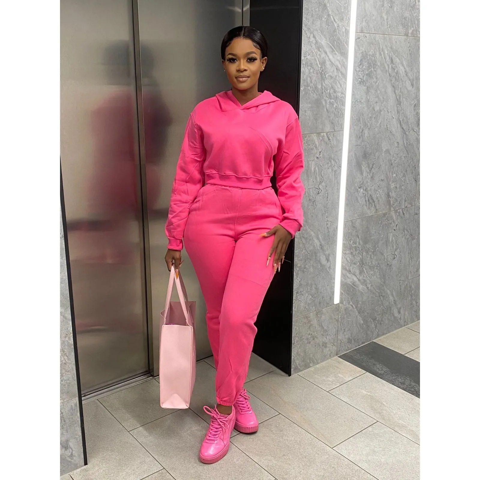 Casual Solid Color Tracksuits