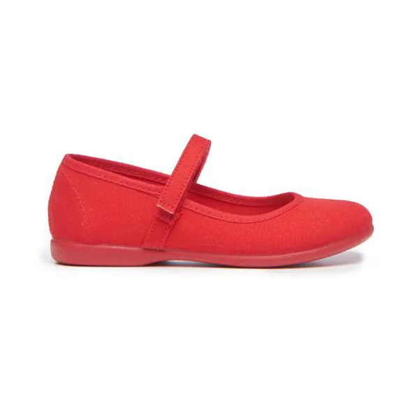 Classic Canvas Mary Janes in Red