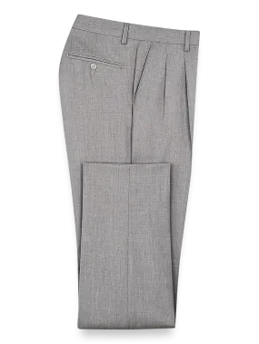 Classic Fit Wool Gabardine Pleated Pants - Pearl Grey