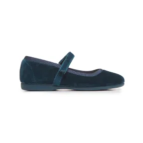 Classic Velvet Mary Janes in Dark Green