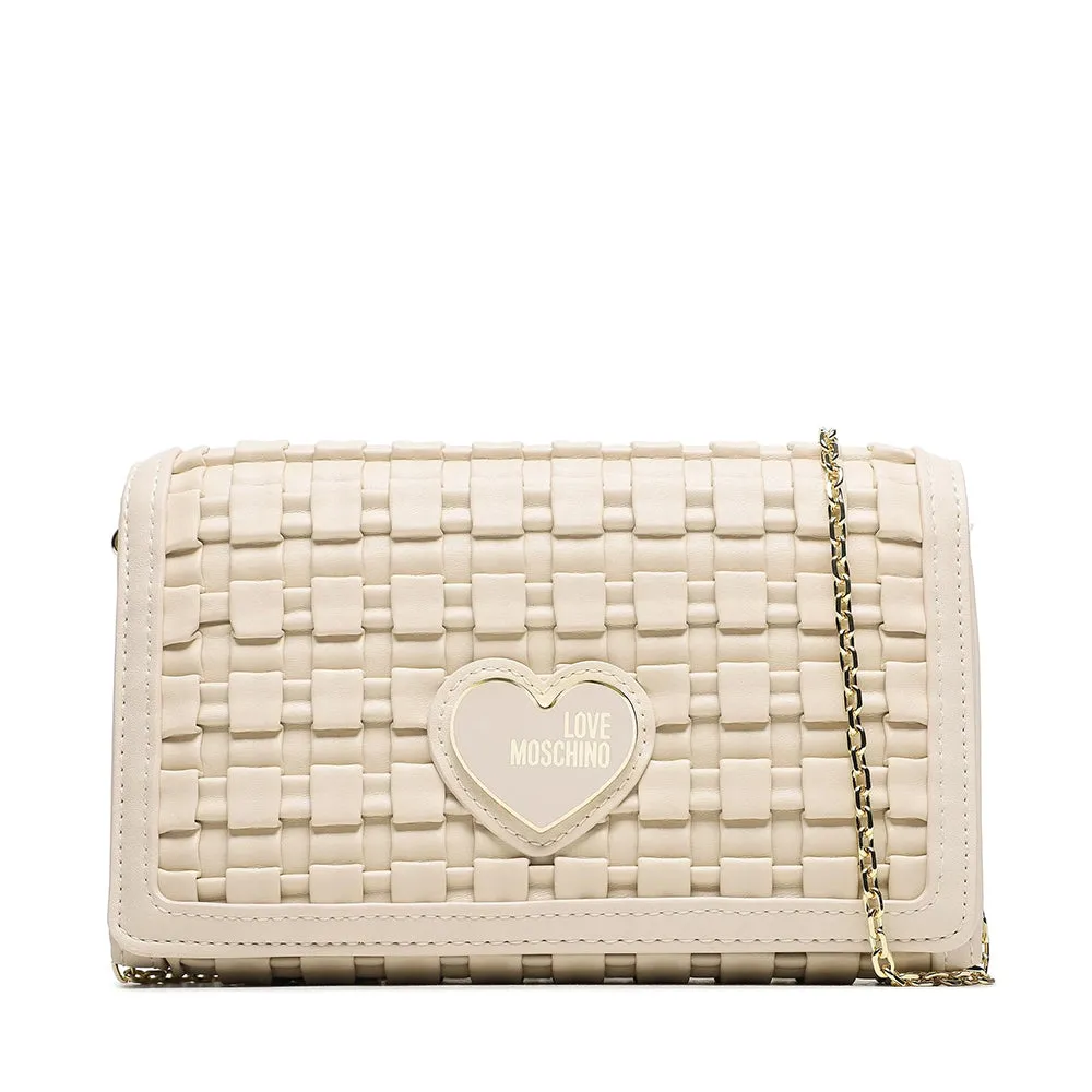 Clutch Donna con Tracolla LOVE MOSCHINO linea Smart effetto Intreccio Avorio