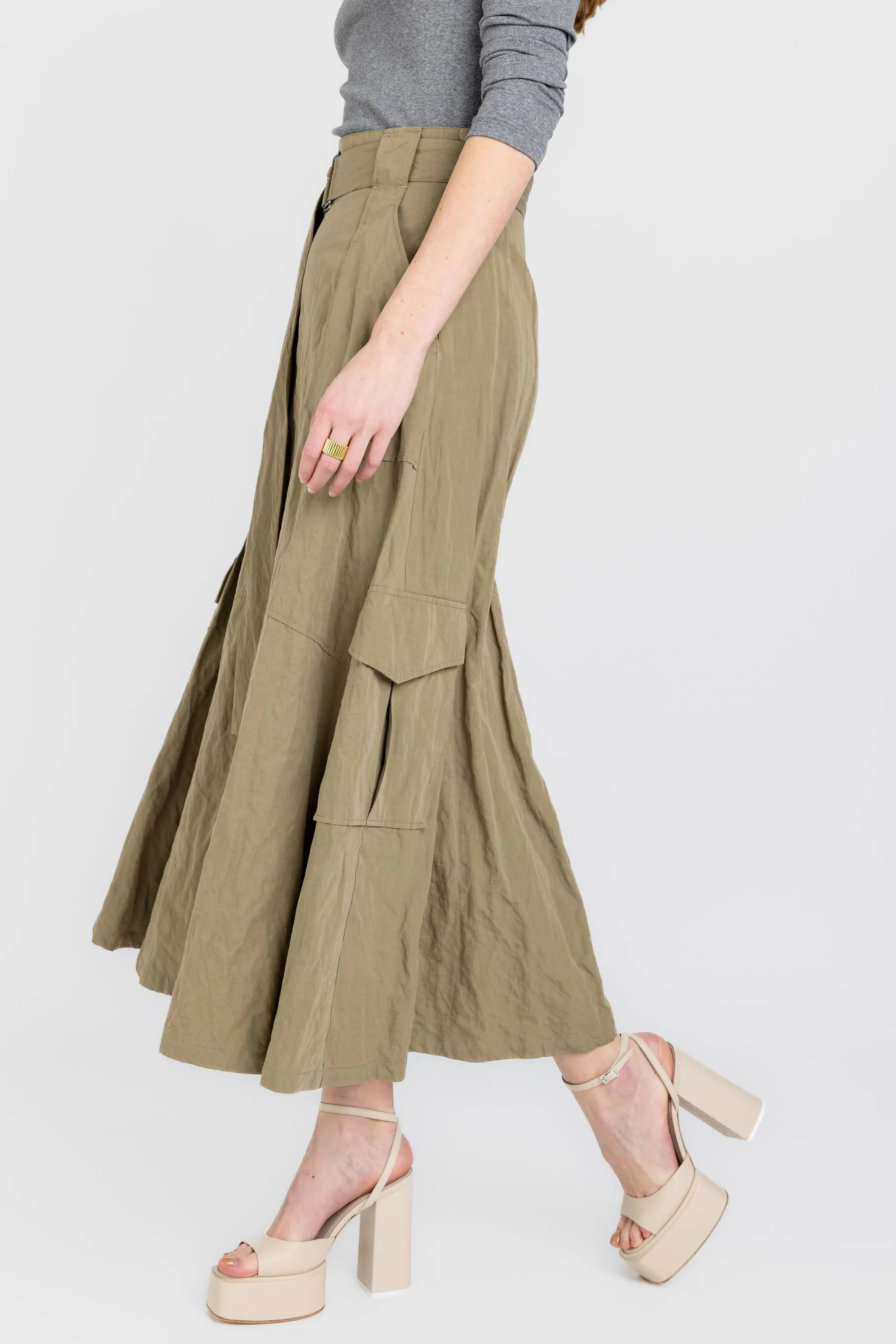 Cotton Cargo Skirt in Fango