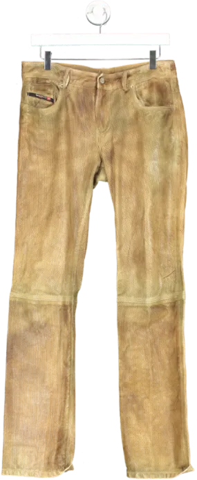 Diesel Brown 100% Sheepskin Leather Jeans W27