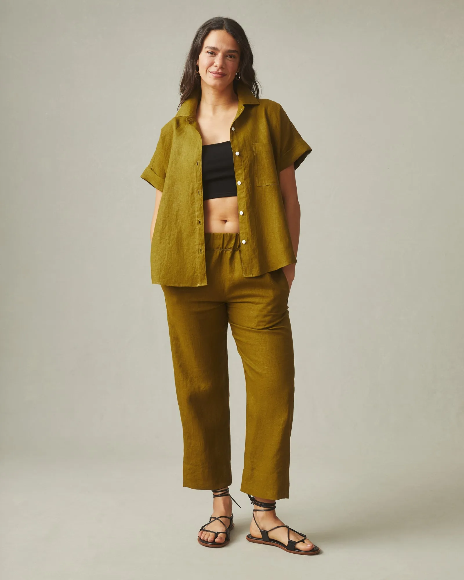 Easy Linen Pant - Fir Green