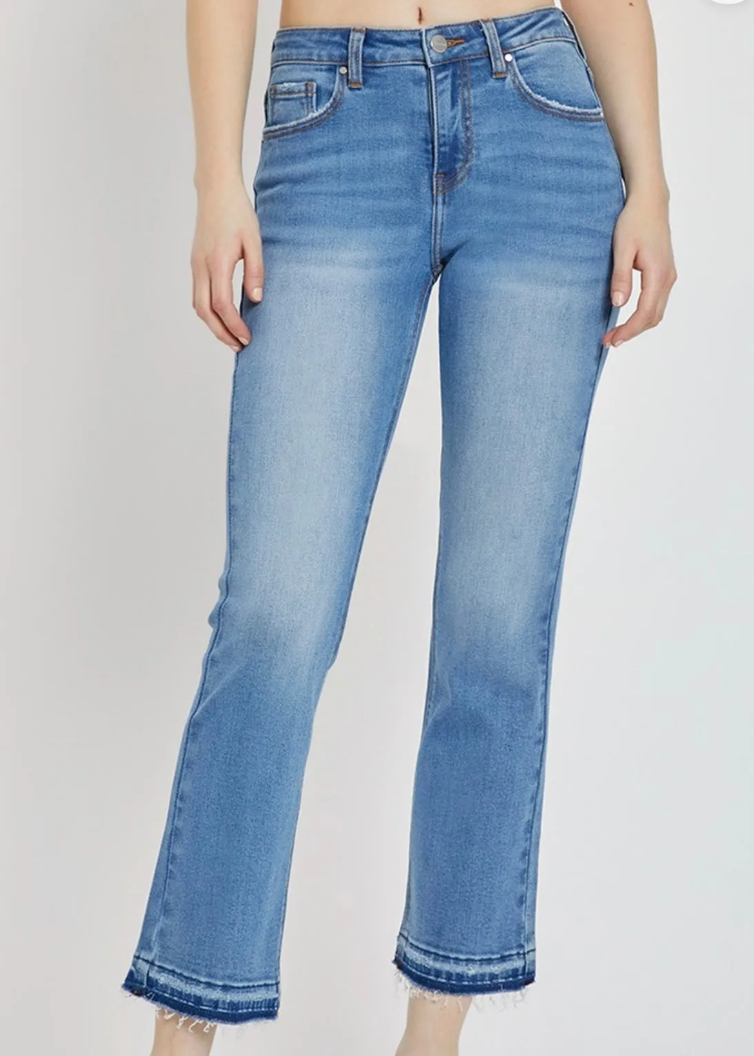 FINAL SALE - Risen Mid Rise Slim Straight Jeans