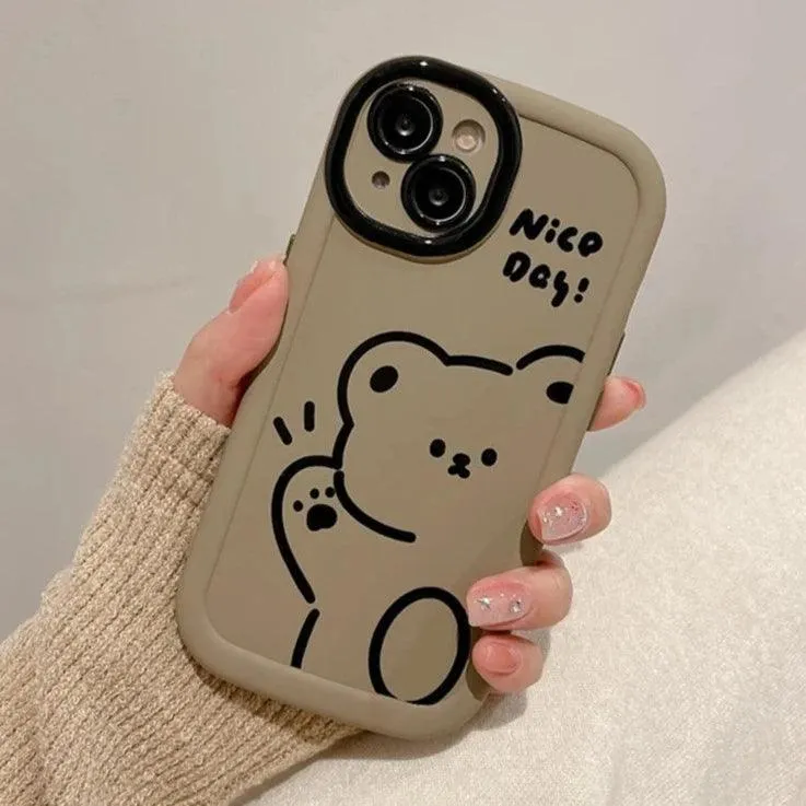 Funny Bear With Pendant Cute Phone Case For iPhone 15 Pro Max, 14, 13, or 11