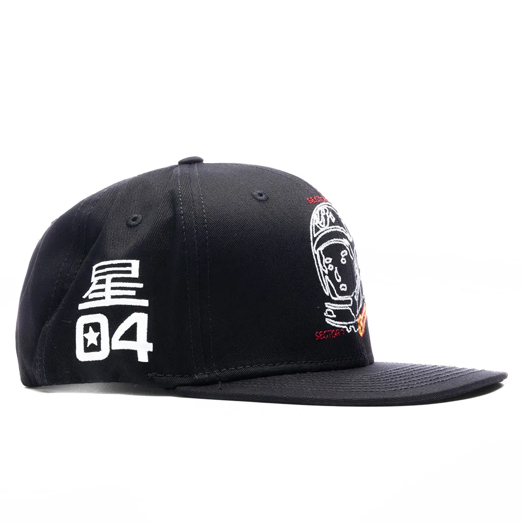 Helmet Track Snapback Hat - Black