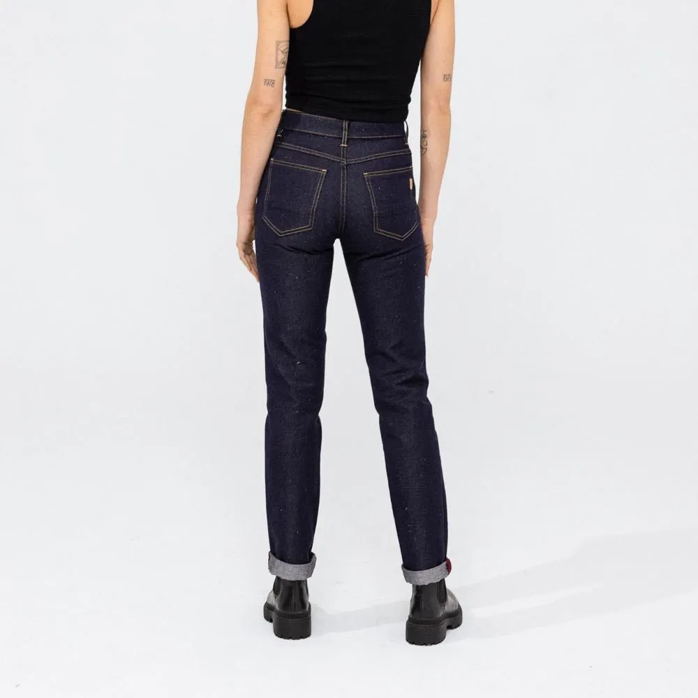 Jeans Charlie Denim Lin bleu taille haute coupe Demi-Slim