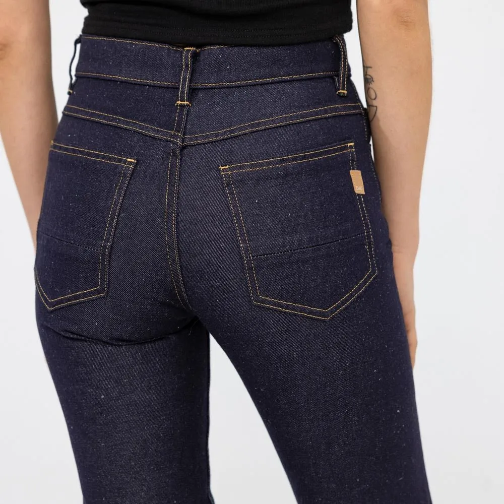 Jeans Charlie Denim Lin bleu taille haute coupe Demi-Slim