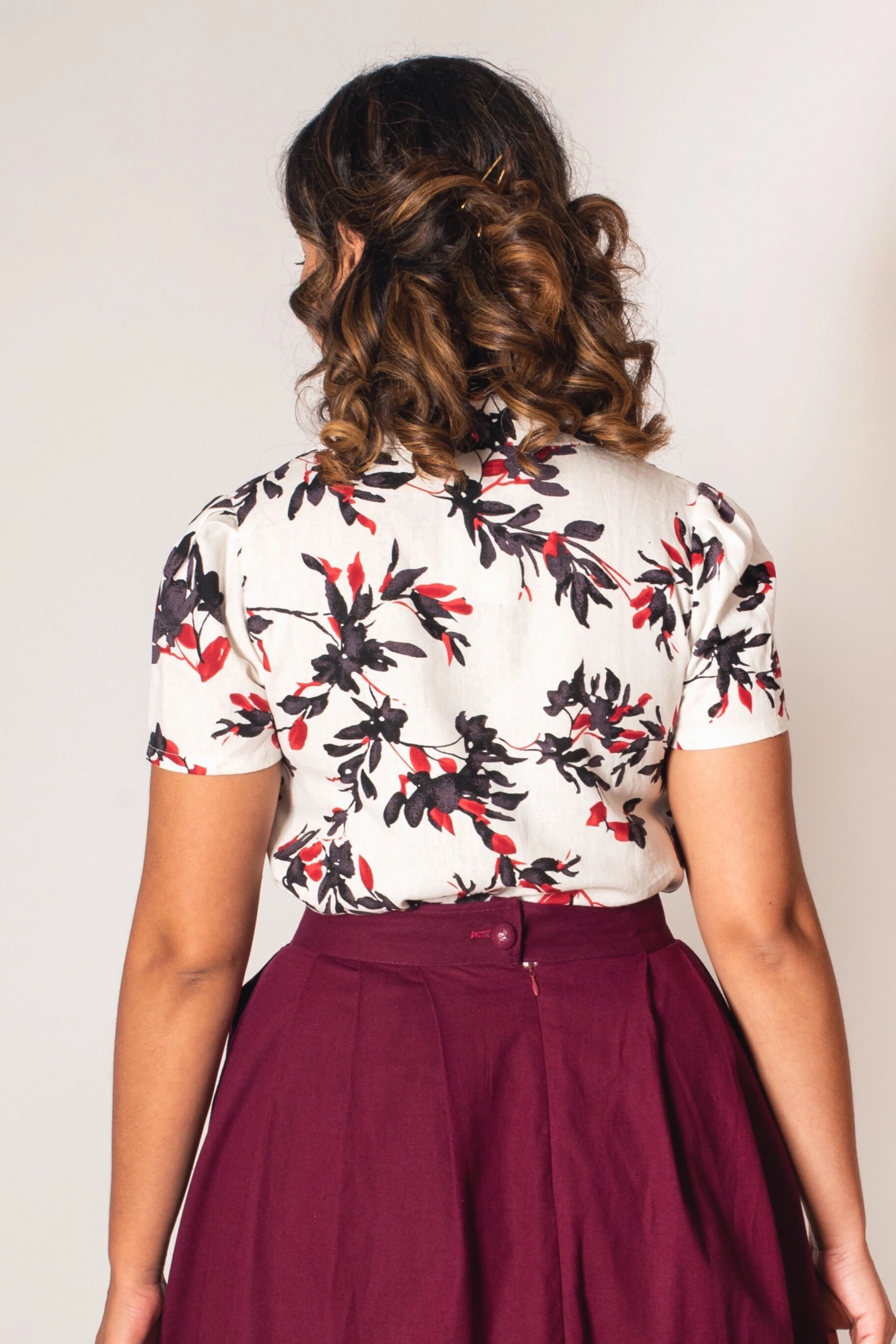 Jo Burgundy & Black Floral Blouse