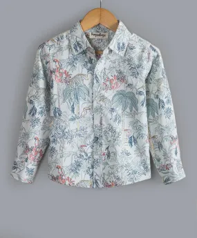 Jungle Tree Print Shirt-White