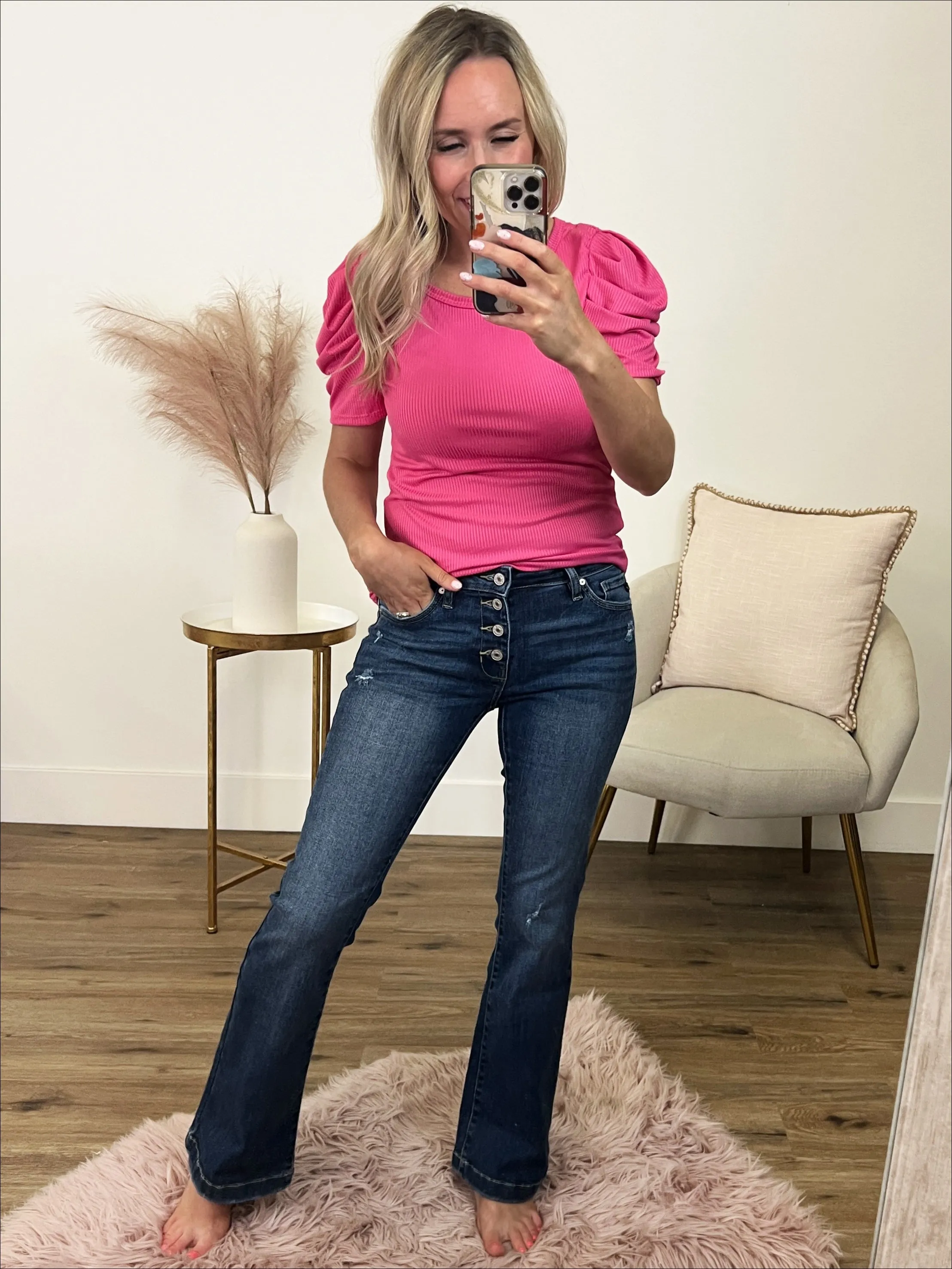 KanCan Teresa Mid Rise Flare Jeans - Petite