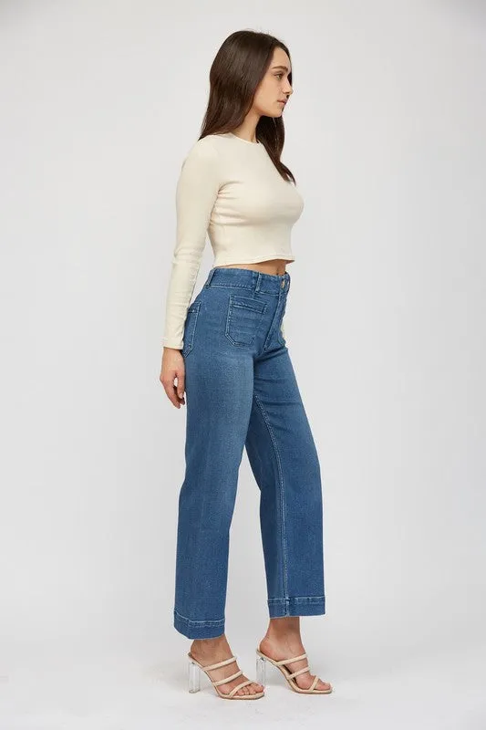 Luella Super High Rise Wide Leg Cropped Jeans