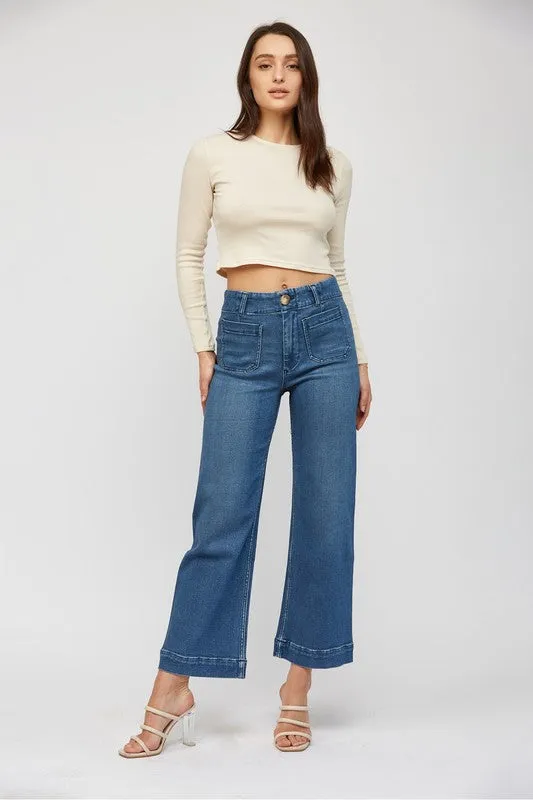 Luella Super High Rise Wide Leg Cropped Jeans