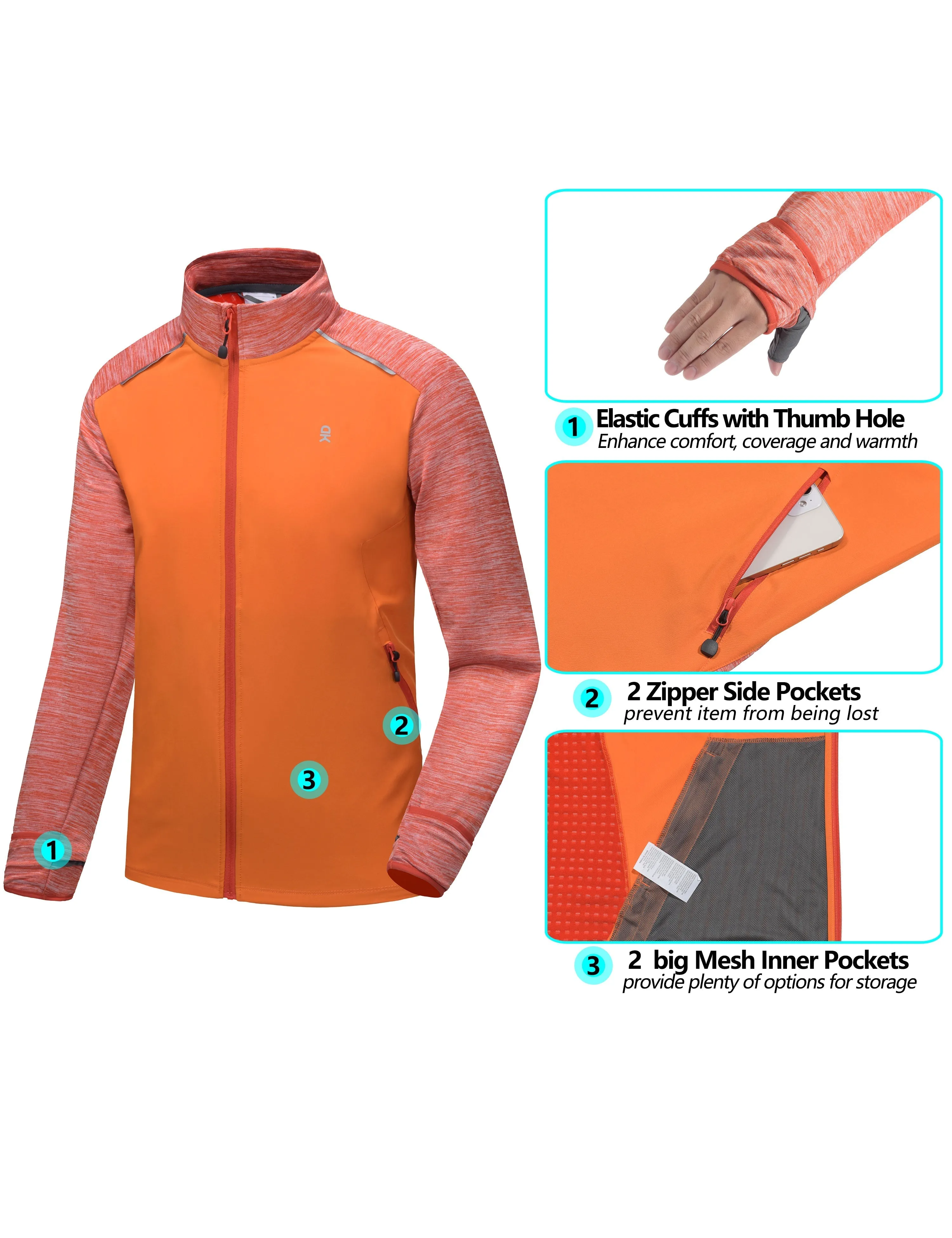 Men's Thumbholes Stretch Golf Running Jacket