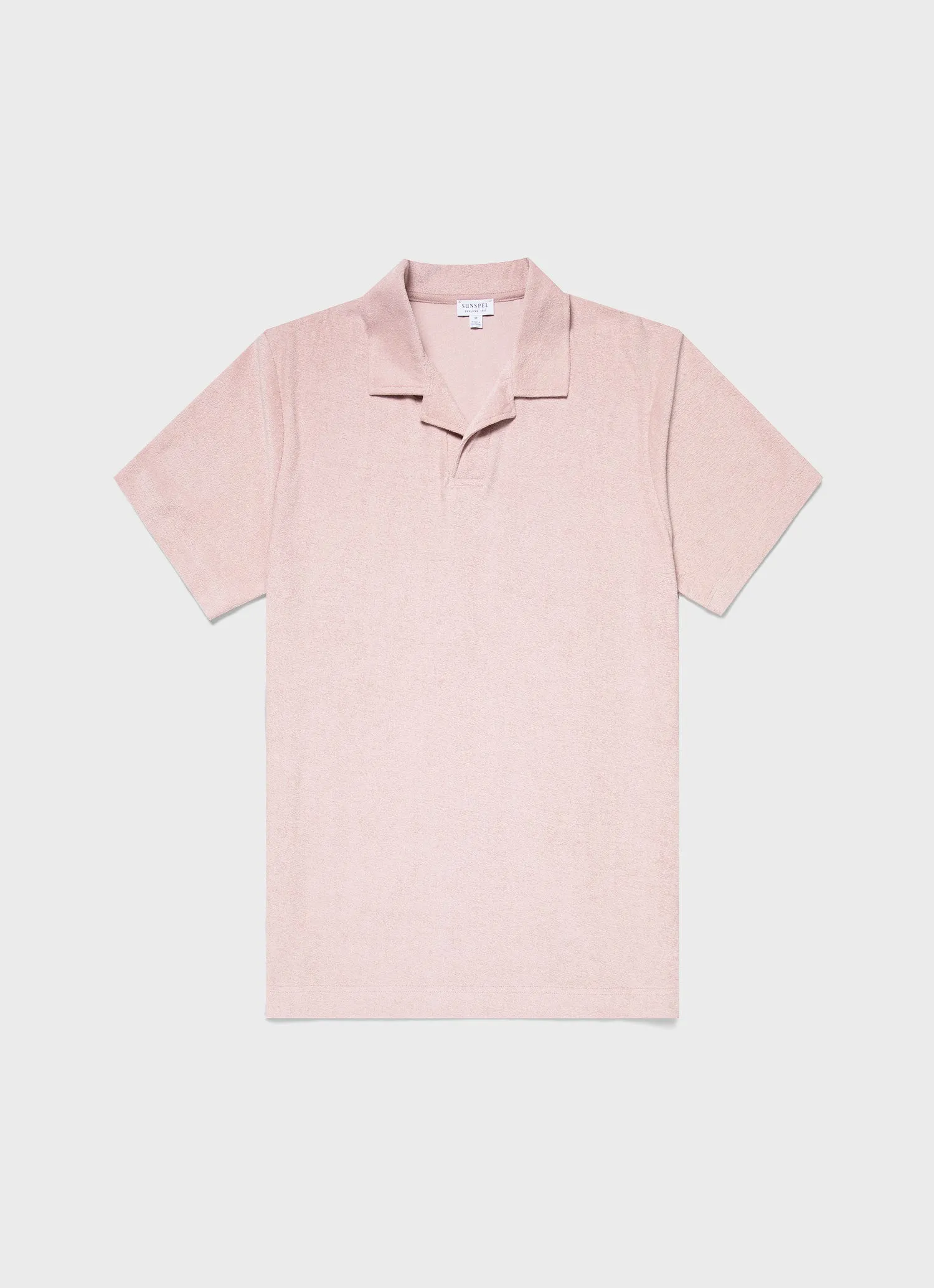 Men's Towelling Polo Shirt in Pale Pink