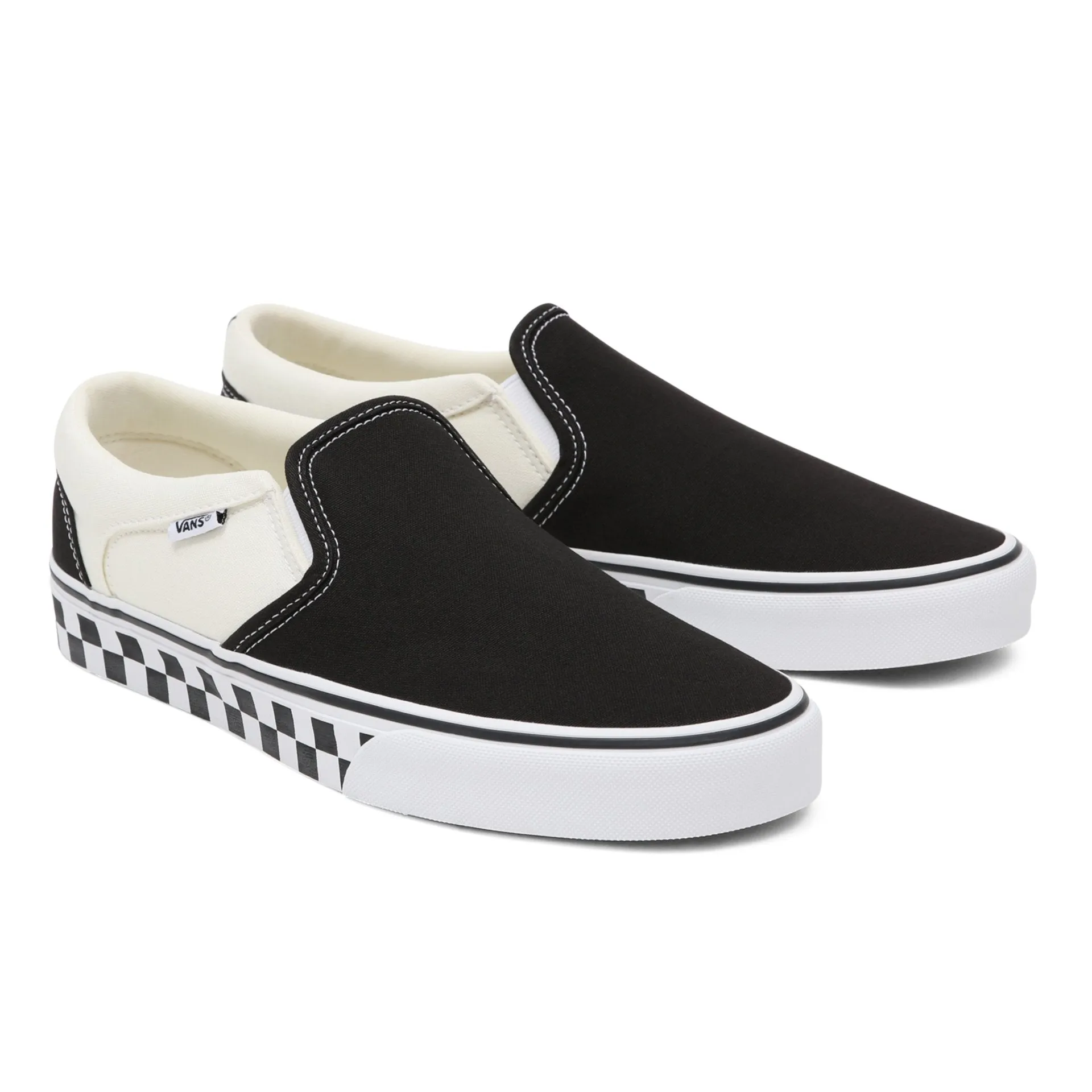 Mens Vans Checker Checkerboard Canvas Trainers Shoes Slip On Style Asher sale