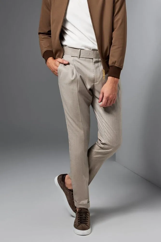 Milan Trouser - Sand s130 Wool