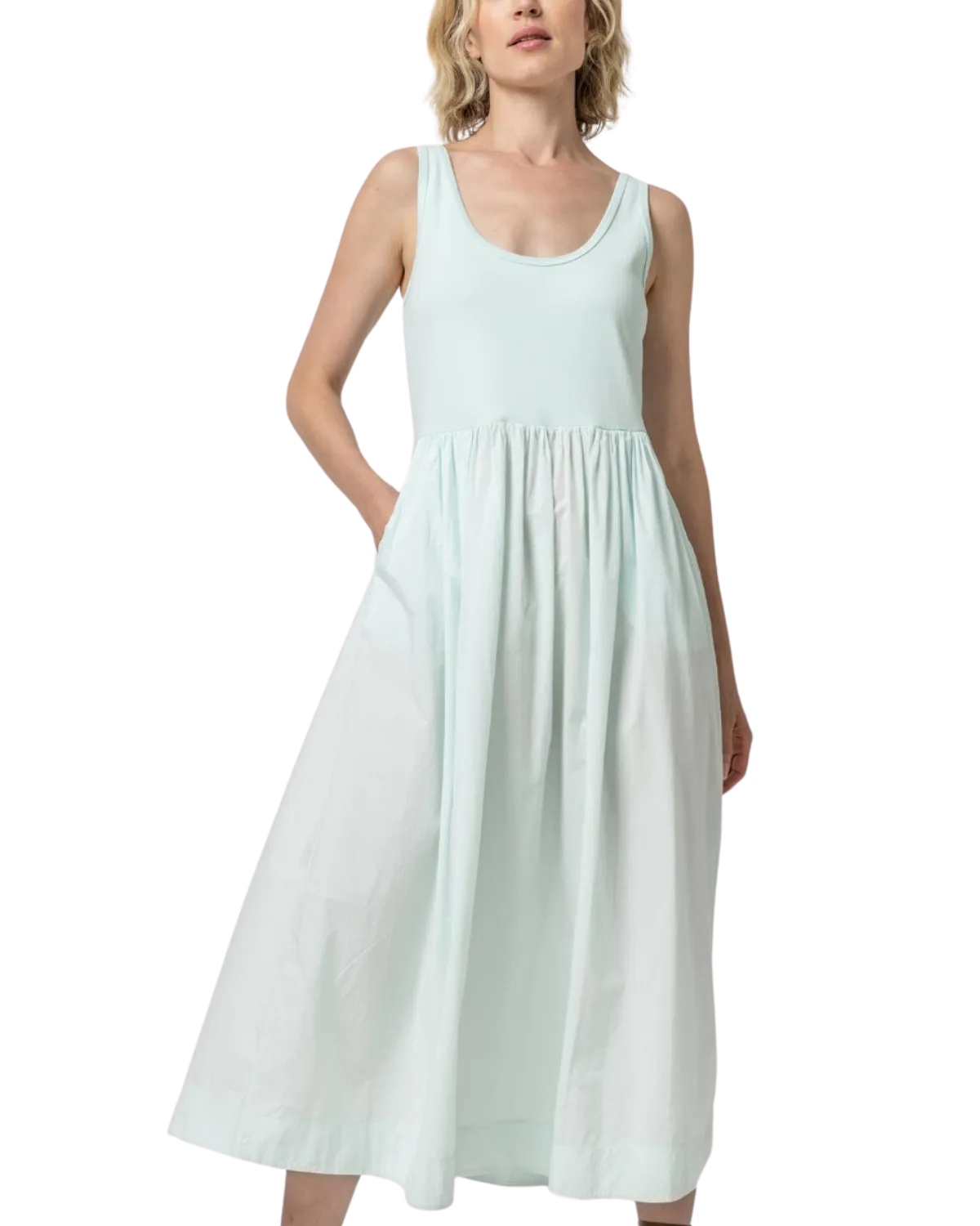 Mixed Media Maxi Dress (Sky Blue)