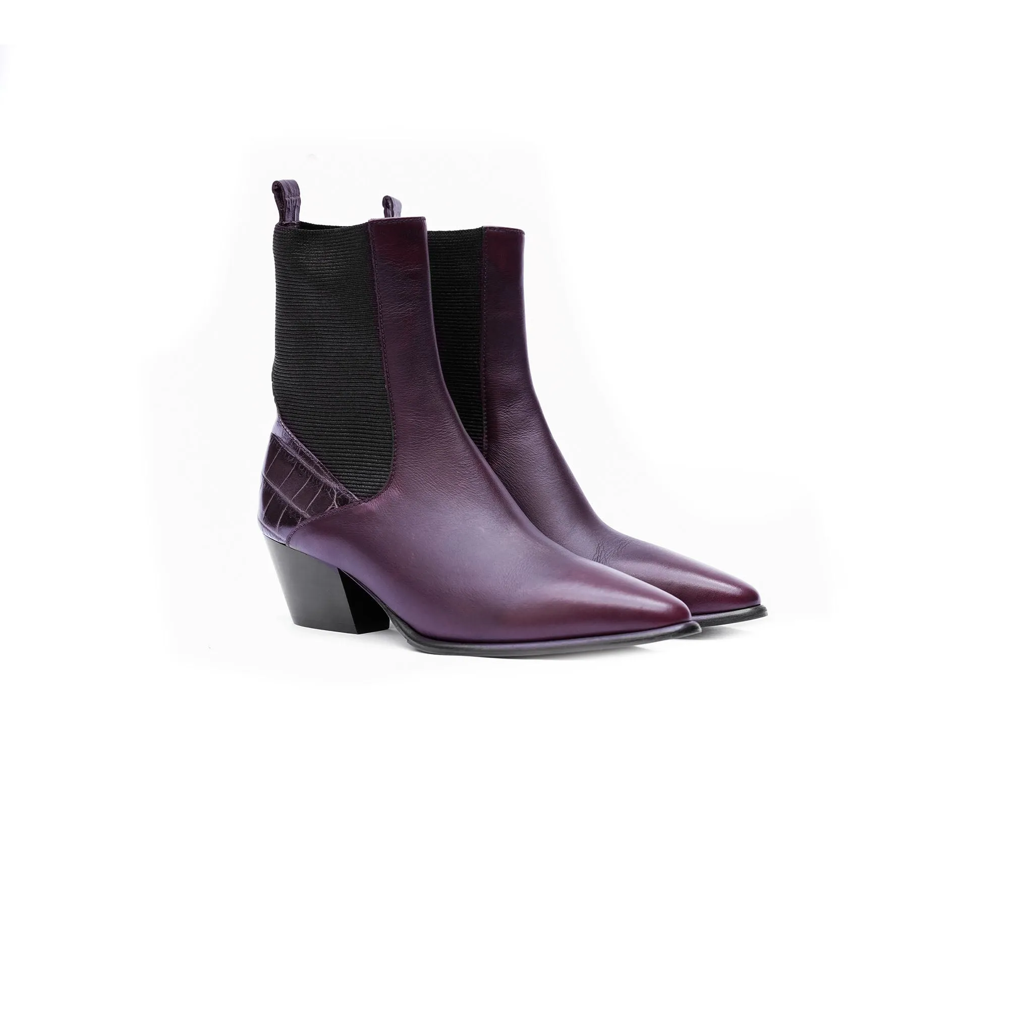 Point-Toe Western Bootie Burgundy