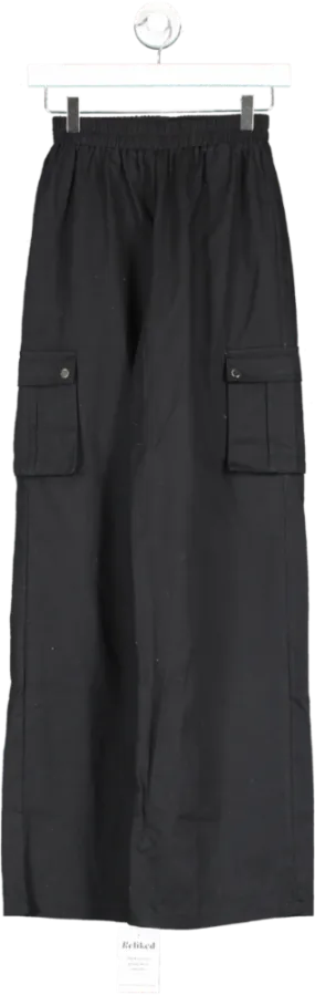 PrettyLittleThing Black Pocket Detail Cargo Trousers UK 6