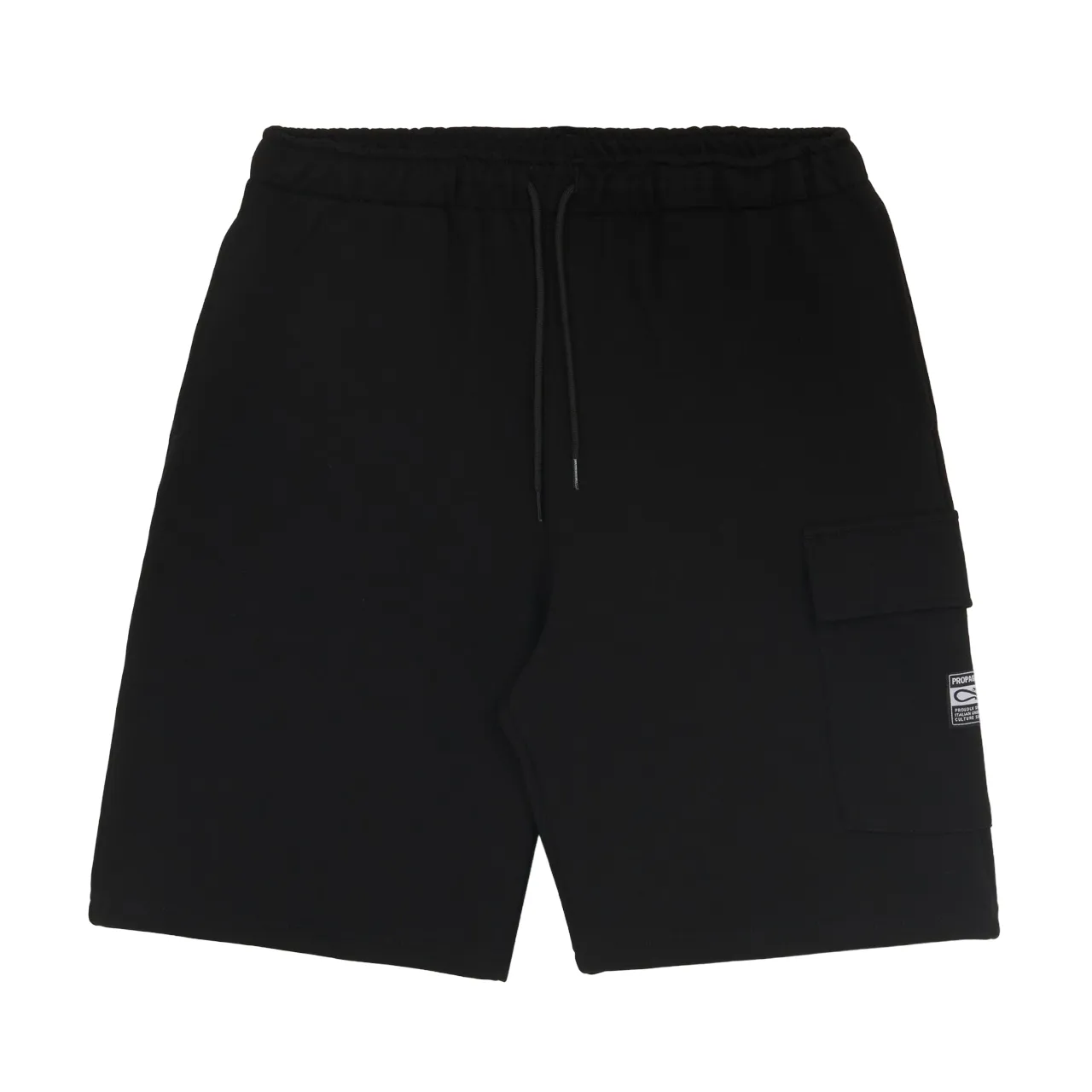 Propaganda men's cargo shorts in cotton Label Sweatshort 650-01 black