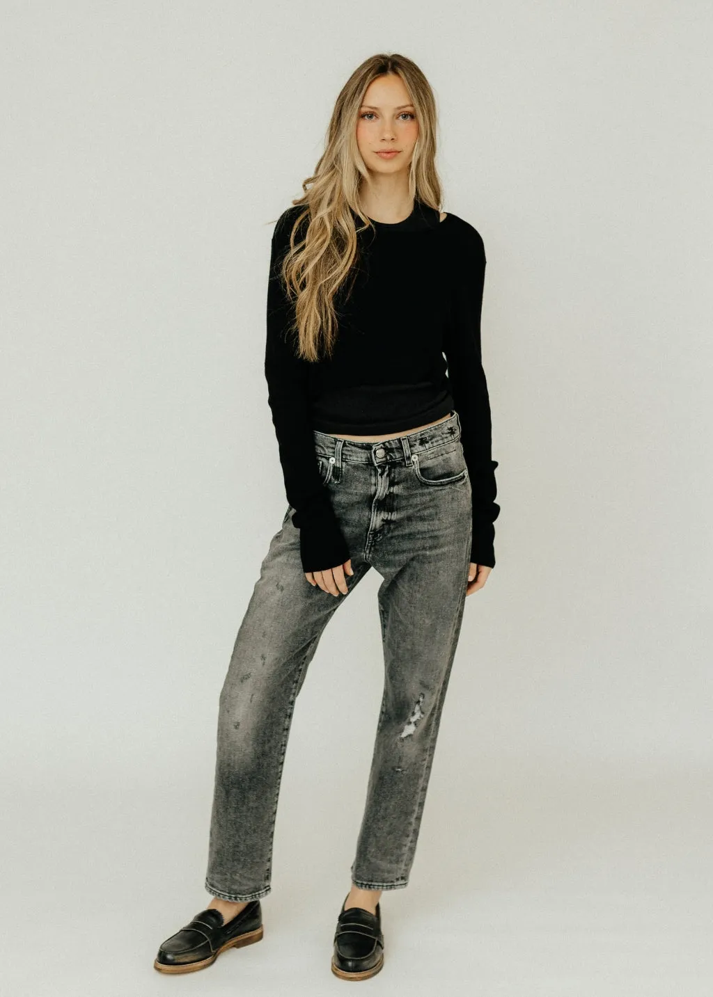 R13 Boyfriend Jeans in Vintage Grey