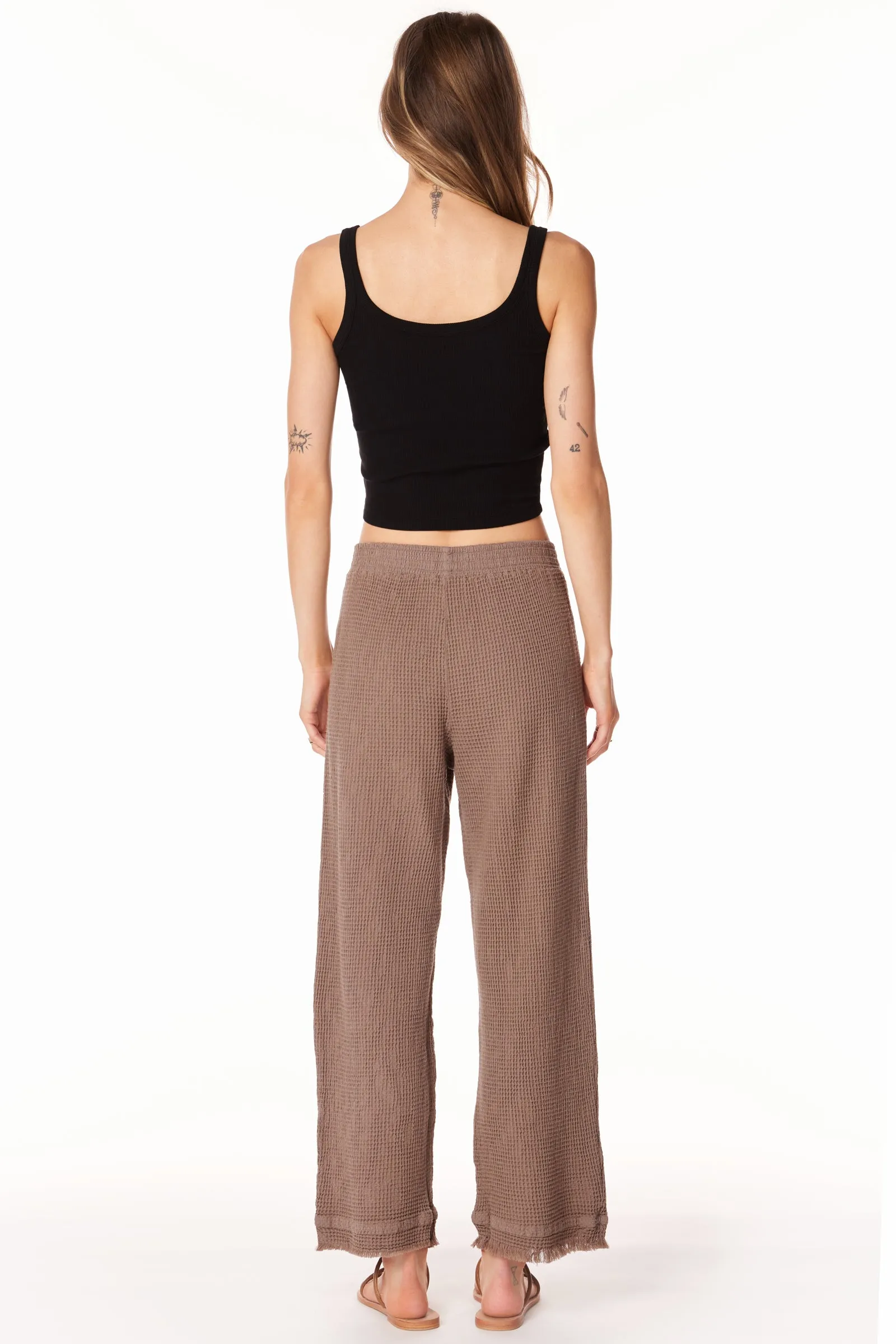 RAW EDGE CROPPED WIDE LEG PANT