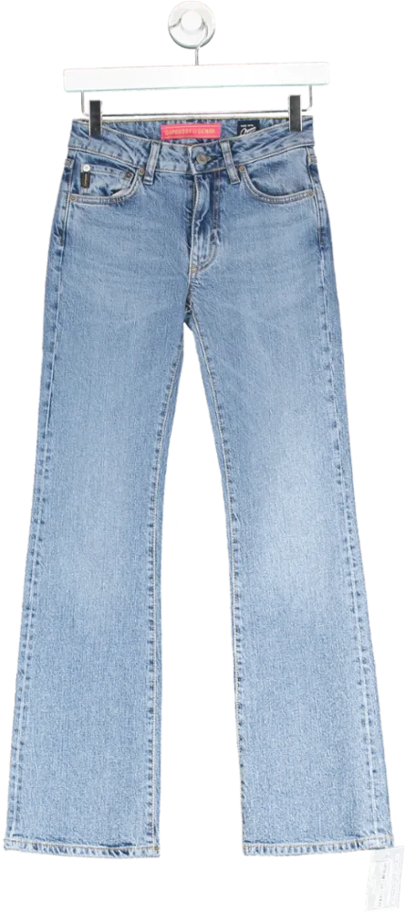 Superdry Blue Organic Cotton Flare Jeans W24