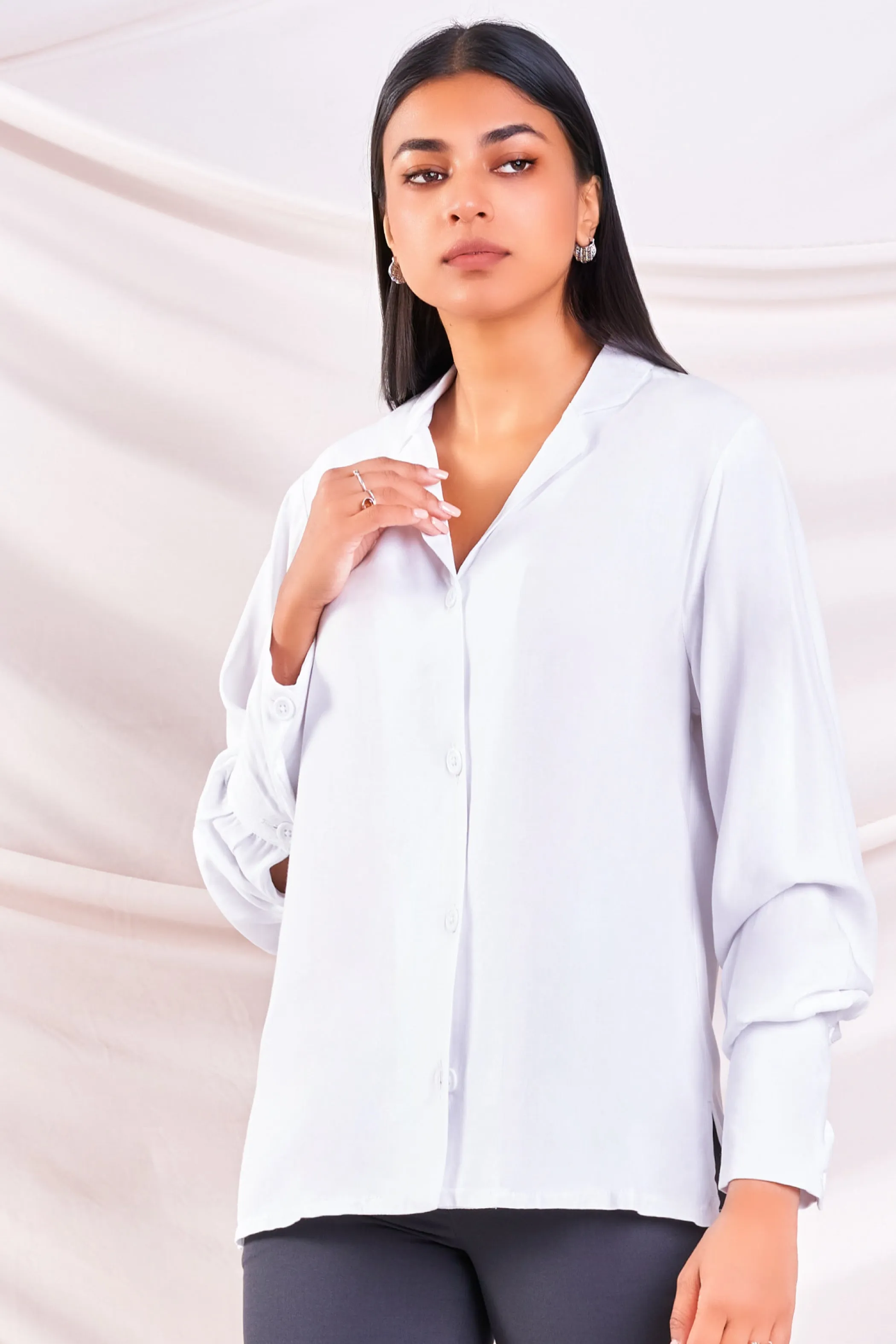 White Lapel Collar Top