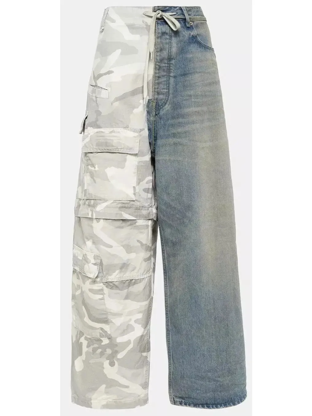 Women’s Baggy Hybrid Cargo Camouflage and Denim Pants