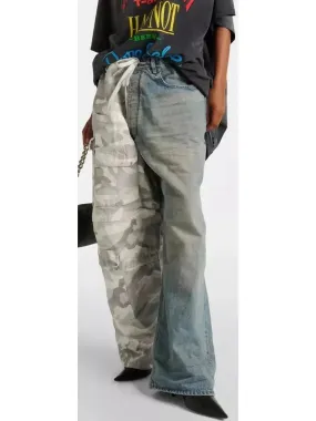 Women’s Baggy Hybrid Cargo Camouflage and Denim Pants