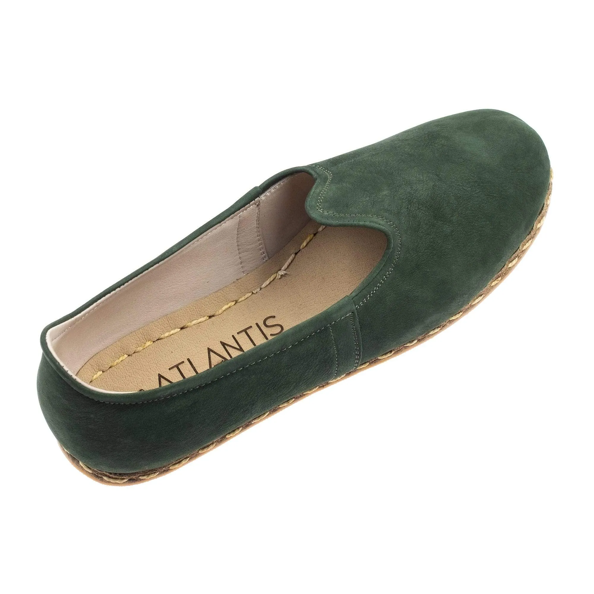 Women's Green Nubucks Slip On Shoes