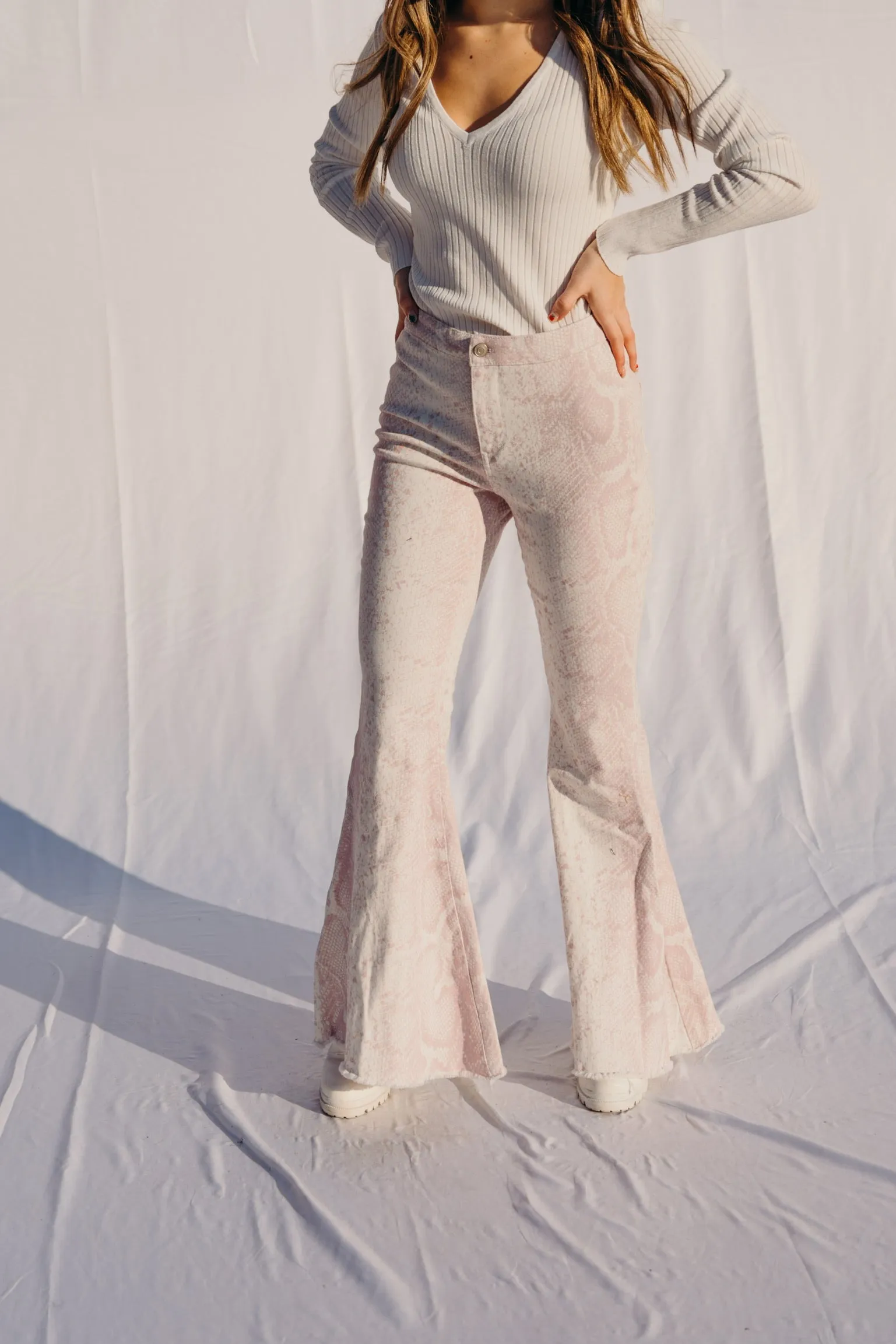 Zane Snake Print Flares