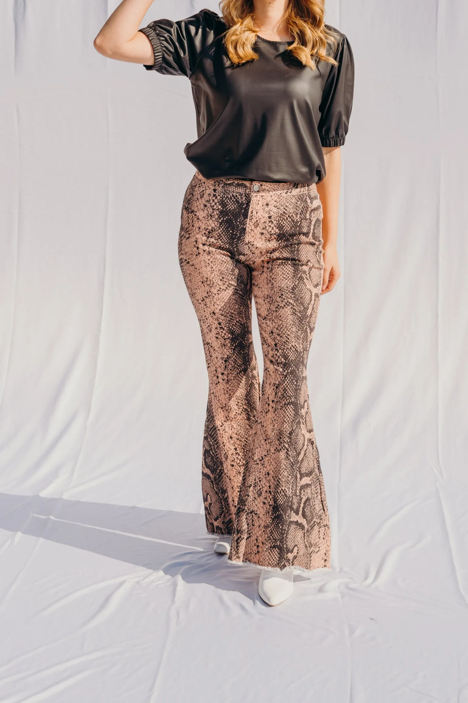 Zane Snake Print Flares