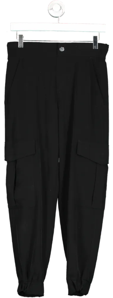 ZARA Black Slim Fit Cargo Trousers - Size UK XS